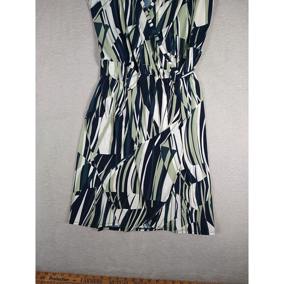 Banana Republic Wrap Dress Women's Large Short Sleeve Surplice Front Blue GReen - Picture 3 of 11